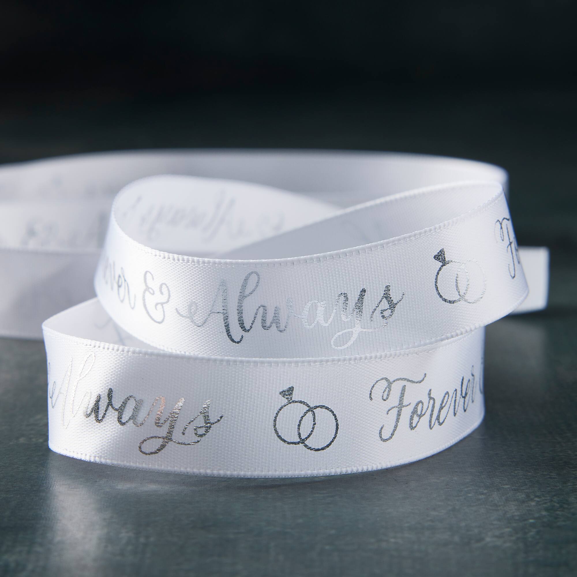 5/8'' x 7yd. Satin Foil Forever Ribbon by Celebrate It®
